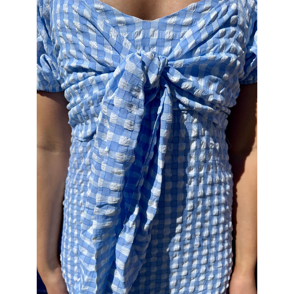 Blue Gingham Maxi Dress